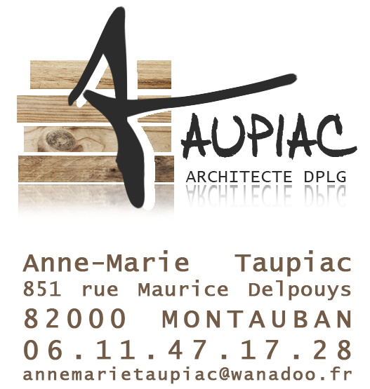 carte de visite et coordonnées Anne-Marie Taupiac architecte DPLG à Montauban